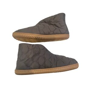 Dearfoams Quilted Puffer Slipper Boots Grey Faux Shearling Lined Medium 7-8